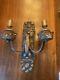 Great Antique Big Ornate Gothic Double Light Sconce