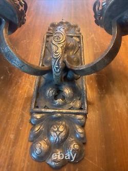 Great Antique Big Ornate Gothic Double Light Sconce