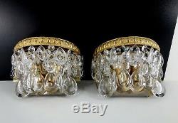 Great Pair Of Vintage Sconces Wall Lamps By Ernst E. Palme Crystal Beads 1960s