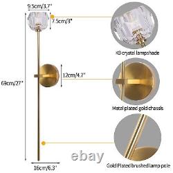 GreeLustr Modern 2 Pcs Crystal Wall Sconce, European Brass Gold Vanity Wall L