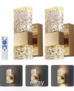 HITOO Gold Battery Operated Wall Sconces Set of 2, 10000mAh Wireless Wall Lights
