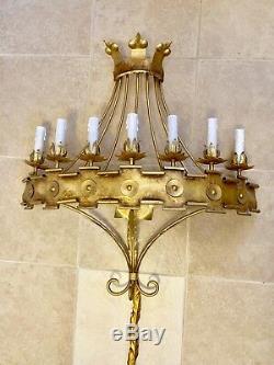HUGE Plug In Wall Sconce Gold Castle Gothic Harry Potter Room Sconce Medieval