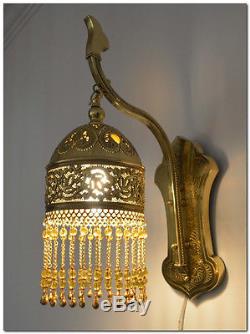 Handcrafted Moroccan Brass Wall Fixture Lamp Sconce Light