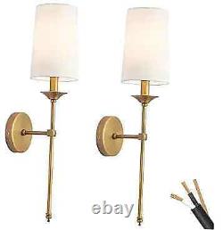 Hardwired Gold Wall Sconces Set of 2 Pack Candle Terrace Wall Antique Brass