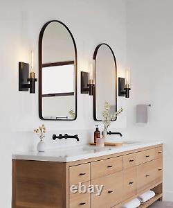 Hardwired Wall Sconce Set of Two, Black & Gold Bathroom Sconces Wall Lighting wi