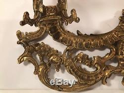 Heavy Antique Brass Vanity Wall 4 Light Fixture Sconce Made In Spain