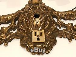 Heavy Antique Brass Vanity Wall 4 Light Fixture Sconce Made In Spain
