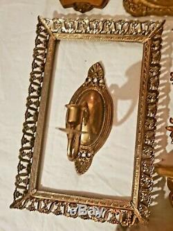 Hollywood Regency 11pc Lot Ornate Gold Vtg Wall Decor Cameos Mirror Sconces