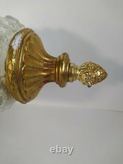 Hollywood Regency Crystal Diamond Glass Gold Wall Lamp Vanily Bathroom MCM VTG