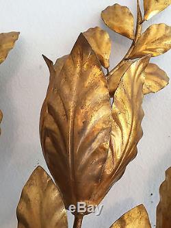 Hollywood Regency Gold Gilt Metal Tole SCONCE Light Wall Art Sculpture ITALY