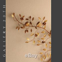 Hollywood Regency! MID Century Gold Rose Branch Wall Art Lamp! Sconce 1950's Vtg