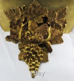 Huge Antique Italian French Gold Gilt Wood Clock Wall Shelf Sconce