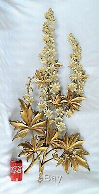 Huge Vintage Hollywood Regency Syroco Gold & Ivory Blossom Flowering Wall Sconce