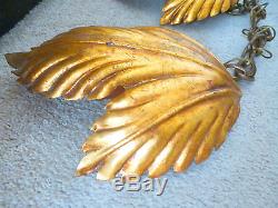 ITALY WALL SCONCE LIGHTS GOLD LEAVES S. SALVADOR Trio Wall Sconces Leaves Vtg