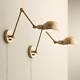 Industrial Wall Lamp Set of 2 LED Antique Brass Plug-In Adjustable for Bedroom