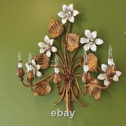 Italian 20th Century Gold Gilt Floral Electric Wall Sconce- 5 Arm, Nice