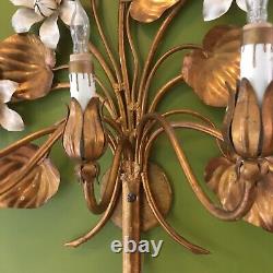 Italian 20th Century Gold Gilt Floral Electric Wall Sconce- 5 Arm, Nice