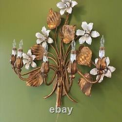 Italian 20th Century Gold Gilt Floral Electric Wall Sconce- 5 Arm, Nice