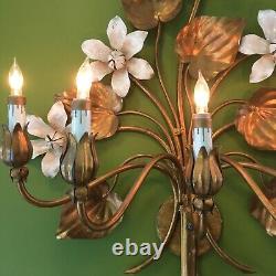 Italian 20th Century Gold Gilt Floral Electric Wall Sconce- 5 Arm, Nice