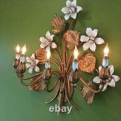 Italian 20th Century Gold Gilt Floral Electric Wall Sconce- 5 Arm, Nice