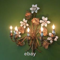 Italian 20th Century Gold Gilt Floral Electric Wall Sconce- 5 Arm, Nice