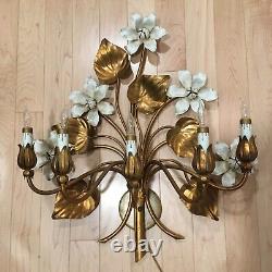 Italian 20th Century Gold Gilt Floral Electric Wall Sconce- 5 Arm, Nice