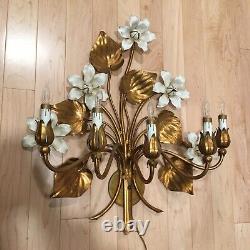 Italian 20th Century Gold Gilt Floral Electric Wall Sconce- 5 Arm, Nice