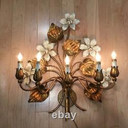 Italian 20th Century Gold Gilt Floral Electric Wall Sconce- 5 Arm, Nice