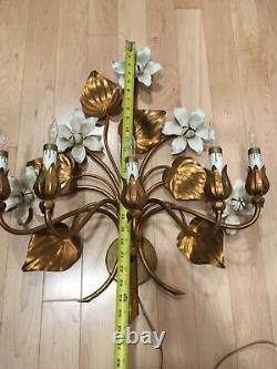 Italian 20th Century Gold Gilt Floral Electric Wall Sconce- 5 Arm, Nice