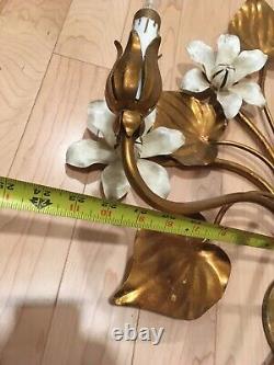 Italian 20th Century Gold Gilt Floral Electric Wall Sconce- 5 Arm, Nice