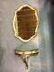 Italian Florentine Gold Gilt Mirror & Wall Shelf Hollywood Regency Leaf Sconce