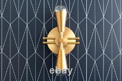 Italian Stilnovo Sconce Lighting Fixture Mid Century Shiny Brass Wall Sconce