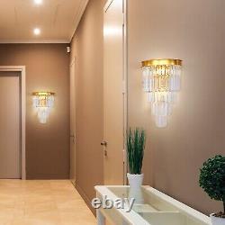 JKLX Gold Crystal Wall Sconce Lighting Fixture H15 x L7 x W12 Modern 4-Tiers