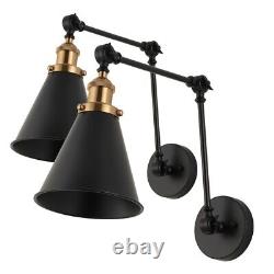 JONATHAN Y 7 Classic Glam Adjustable Metal Wall Sconce Black/Gold Set 2 Rover