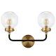 JONATHAN Y Caleb 2-Light 18 in. Brass/Black Wall Sconce