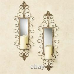 Jervissa Mirrored Wall Sconces Antique Gold Pair