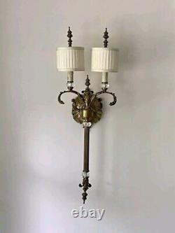 John Richard Collection Hollywood Regency Brass 2 Light Wall sconce