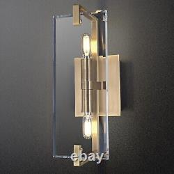 K9 Clear Crystal Wall Sconces, Doubles-Light Brass Modern Wall Light fixtures Sc