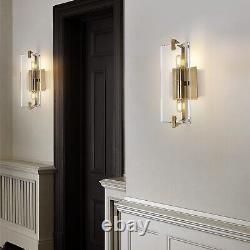 K9 Clear Crystal Wall Sconces, Doubles-Light Brass Modern Wall Light fixtures Sc