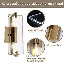 K9 Clear Crystal Wall Sconces, Doubles-Light Brass Modern Wall Light fixtures Sc