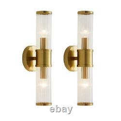 KAISITE Wall Sconce 17.7 in. 2-Light Dimmable With Cylinder Glass Shade Gold