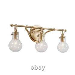 LALUZ Lavi 3-Light Modern Industrial Gold Brass Vanity Light Bathroom Sconce