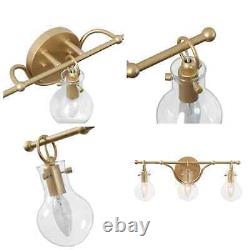 LALUZ Lavi 3-Light Modern Industrial Gold Brass Vanity Light Bathroom Sconce