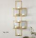 Larhe 47 Gold Leaf Metal Cubes Accented Aged Mirror Wall Sconce Candle Holder