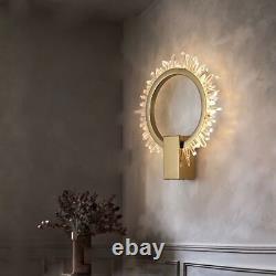 LED Modern Luxury Crystal Gold Wall Lamp For Living Room Home Decor Sconce