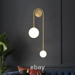 LED Nordic Wall Sconce Light Glass Shade Wall Lamp Fixture Brass Wall Mount Lamp