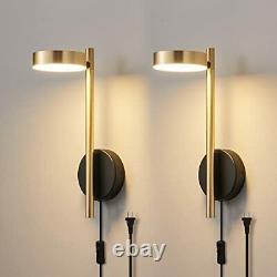 LED Wall Sconce Plug in Set of 2 Gold Wall Light for Bedroom headboard Wall l