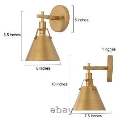 LNC Brushed Gold Wall Sconce 6 in. 1-Light Vintage Wall Light Living Room 2-Pack