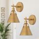 LNC Brushed Gold Wall Sconce, 6 in. With Bell Shade 2-Pack