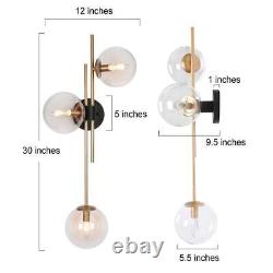 LNC Gold Vanity Light with Clear Glass Shades, 3-Light Black Wall Sconce
